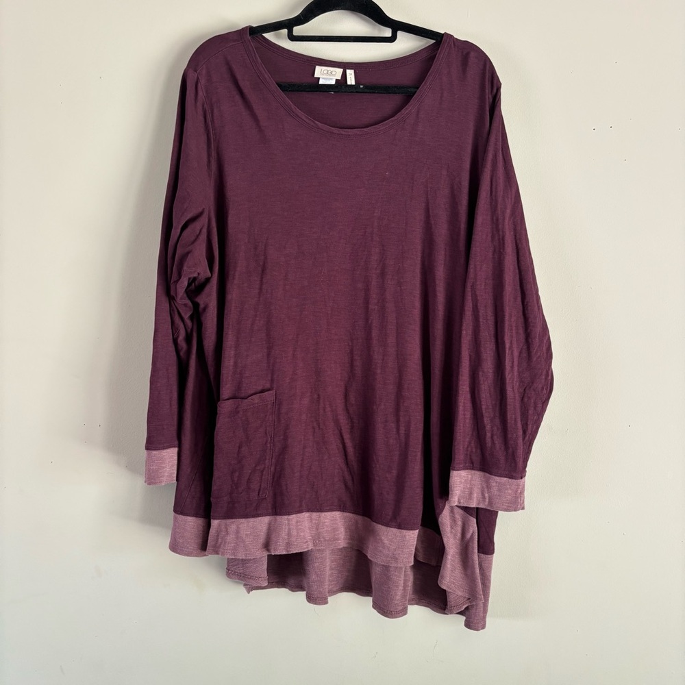 LOGO Lori Goldstein Top Womens Medium Lounge Scoop Neck Tunic Casual 3X Plus SZ